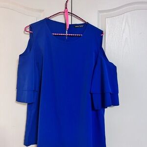 SHEIN Royal Blue Cold Shoulder Blouse